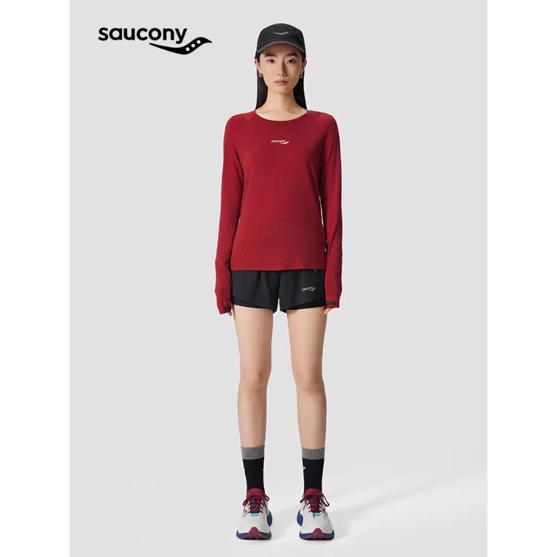 SAUCONY Women s Merino Wool Running Training Crew Neck Long Sleeve Tee L