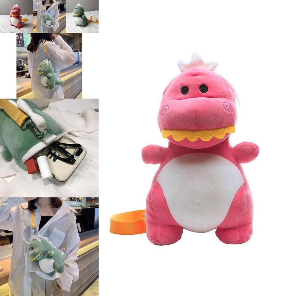 Bolsa Transversal de Pelúcia Adorável de Dinossauro Verde Estilo Contemporâneo Fofo Para Meninas