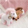 Plush Toys Pony Figurine With Silver Keychain And Beads For Animal Lover Gift