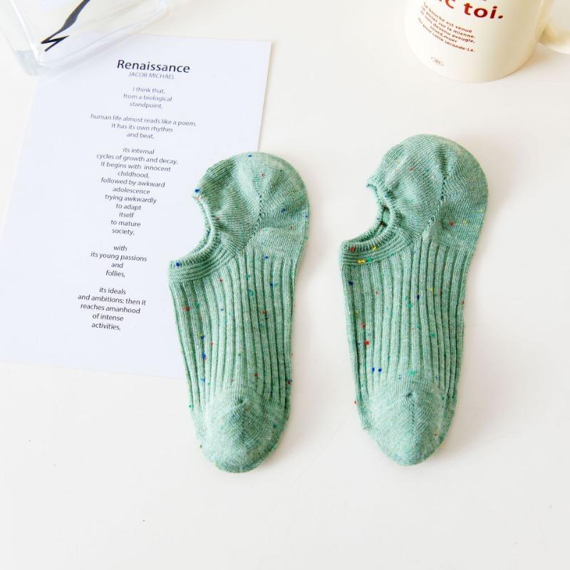 Female Summer Thin Style Pure Cotton Color Shallow Mouth Non Slip Not To Fall with Invisible Boat Socks