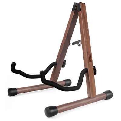 MUSO Folding Guitar Easy Portable Solid Durable Black A-Frame Stand, Assembly, Bass, Ukulele, Banjo, Cello, Mandolin, Holder, (American Walnut)