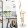 Miniature Trombone Replica with Stand and Case Gold Plated Instrument Model Musical Ornaments