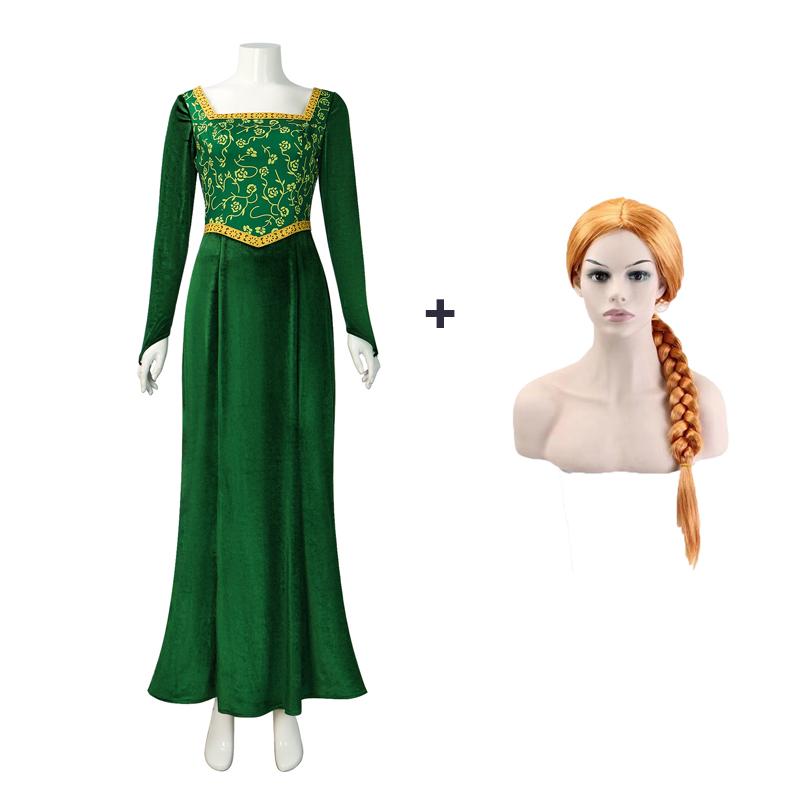 

Костюм для косплея из фильма «Шрек», зеленое платье принцессы Фионы, парик, карнавальный костюм для вечеринки в стиле фэнтези, ролевые костюмы на Хэллоуин для женщин XXXL
