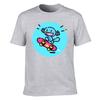 Unisexs Cotton TShirt Cute Blue Axolotl Skateboard Graphic Print Casual Short Sleeve Tee for Daily Wear