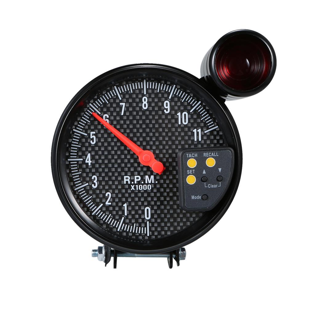 5 Inch Diameter Tachometer Carbon Fiber Face 7 Colors Optional With LED Pointer