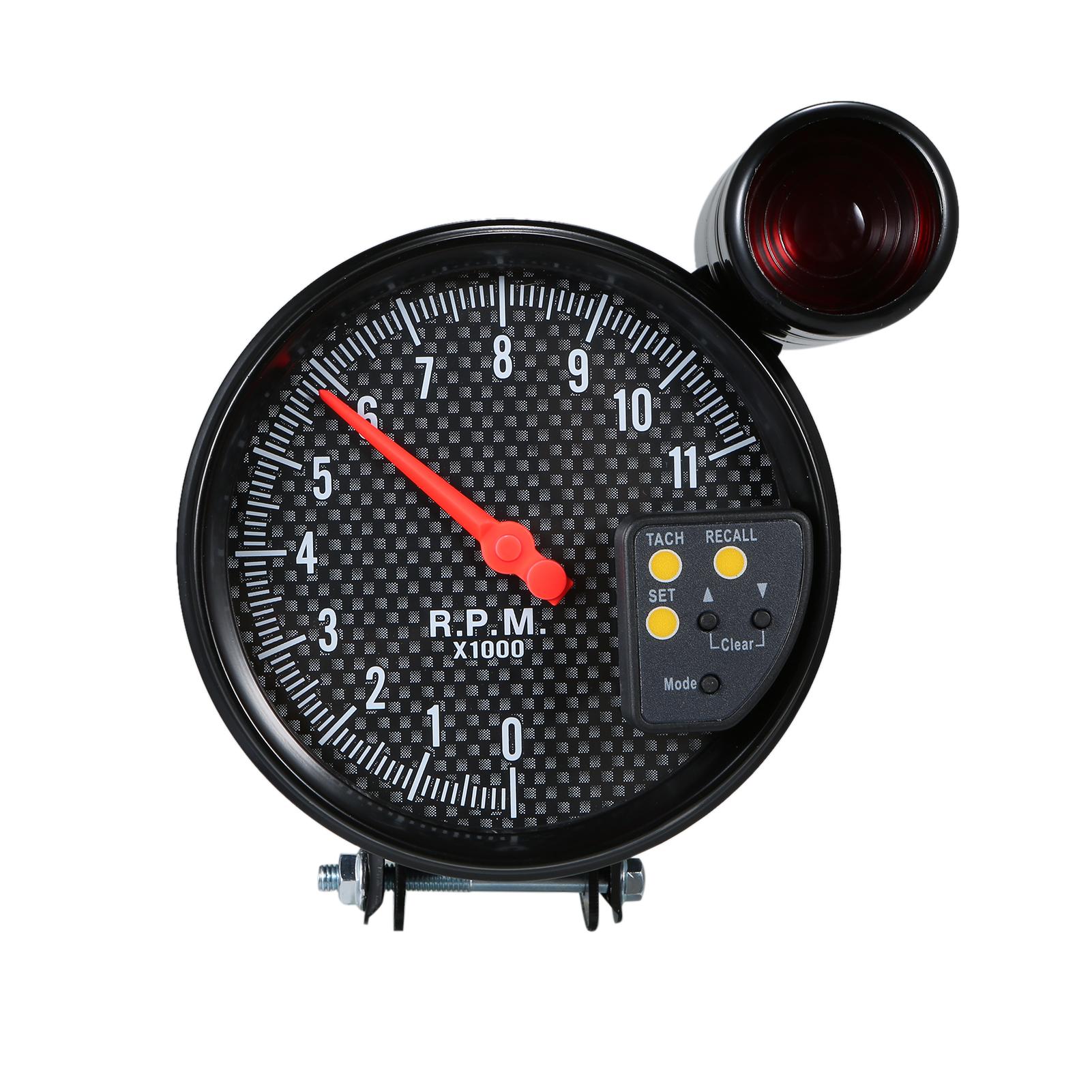 

5 Inch Diameter Tachometer Carbon Fiber Face 7 Colors Optional With LED Pointer Tachometer Gauge with LED Background Light чорний