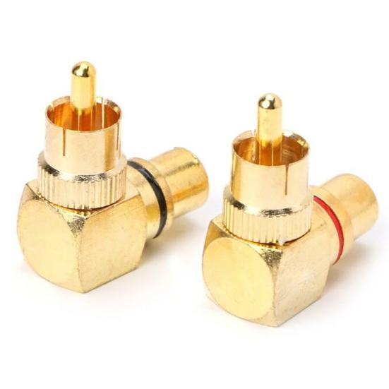 2Pcs RCA під прямим кутом між чоловічим і жіночим позолоченим роз’ємом 90 градусів адаптер