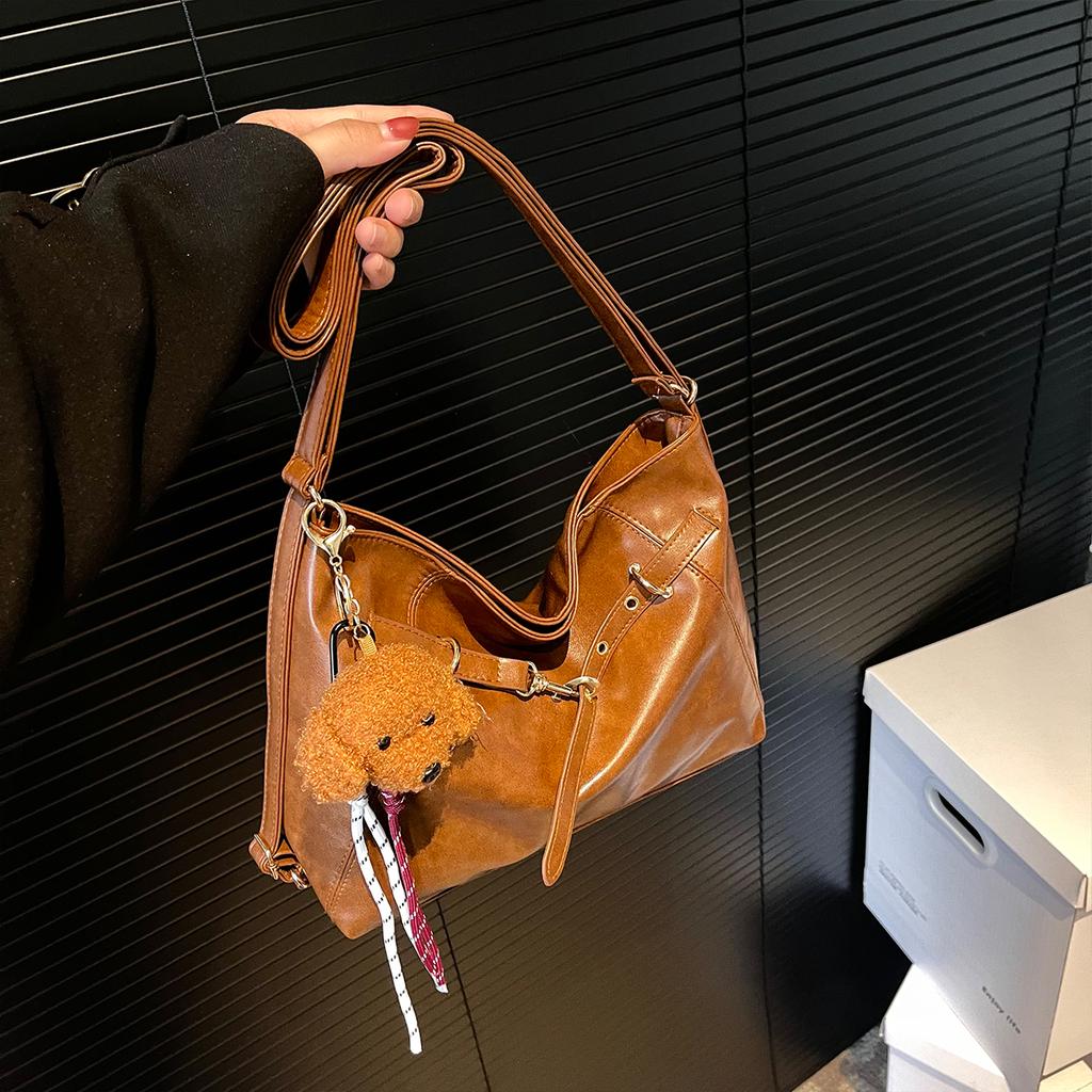 Vintage Shoulder bag for Women Lightweight PU Large Capacity Zipper String  Cute Charm For Daily Use Commute Shopping Handbag