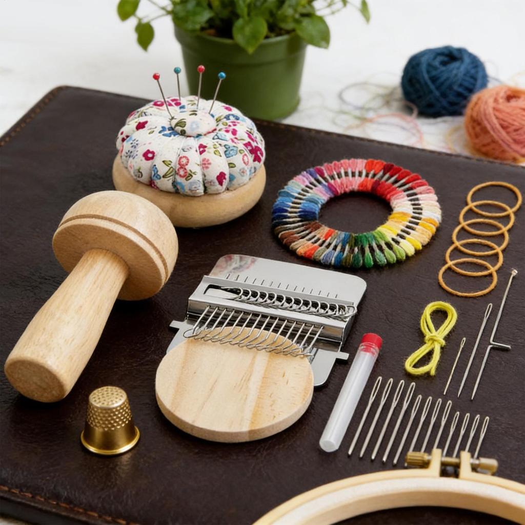 Darning Kit Weaving Tool Accessories with 14 Hooks 14 Needles 50 Colors of Thread Beginner Knitting Kit for Beginner Grandparent