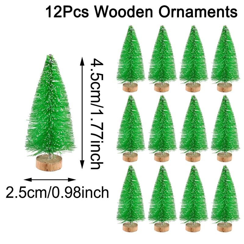 8pcs Artificial Mini Christmas Pine Tree Wooden Multicolor Neol Xmas Tabletop Ornament Decor Christmas Decorations for Home