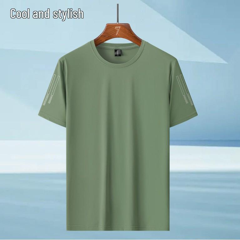 

Unisex Short-Sleeve Summer Sports T-Shirt - Breathable, Quick-Dry Ice Silk Jacquard for Running & Fitness 7XL