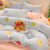 Winter milk fleece four-piece set thickened warm high gram weight double-sided fleece printed double-spell design bed sheet quilt cover