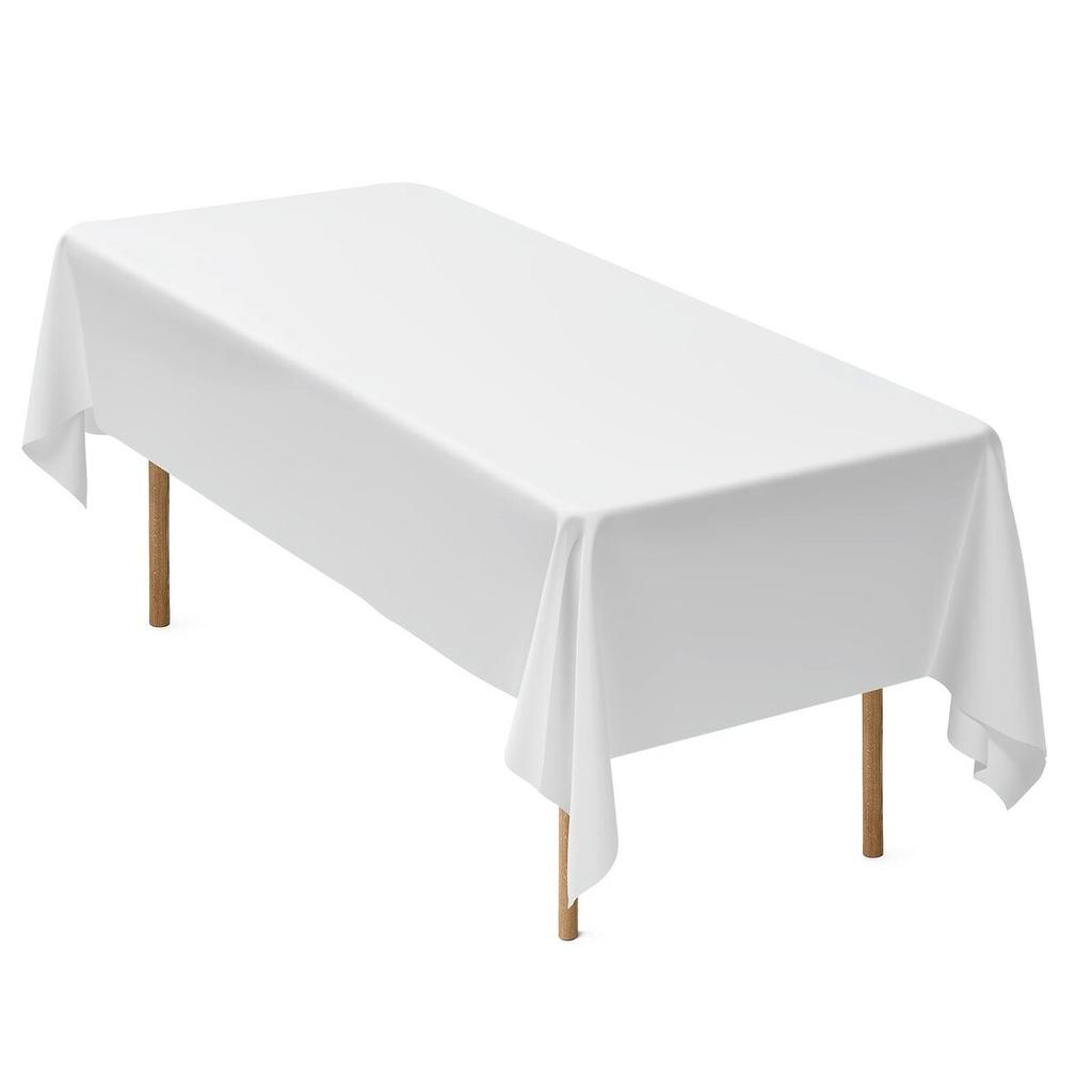 White Tablecloths for Rectangle Tables, 6 Pack, 60 X 102 Inches, Reusable and Machine Washable Table Clothes, Wrinkle-Resistant Polyester Fabric Table