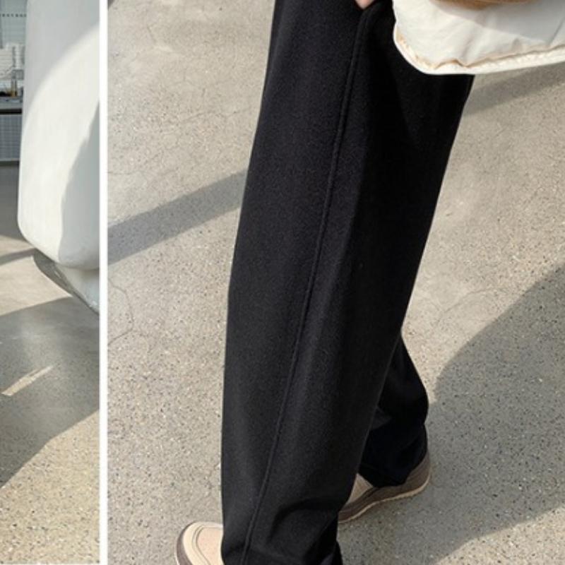 

Широкие брюки для женщин зимой плюс бархатные брюки Scimitar с высокой талией мягкие и клейкие повседневные теплые прямые брюки из клеевого риса L