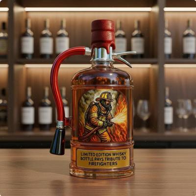 Fire Suppression Decanter Firefighter Tribute Spirit Bottle Novelty Glass Beverage