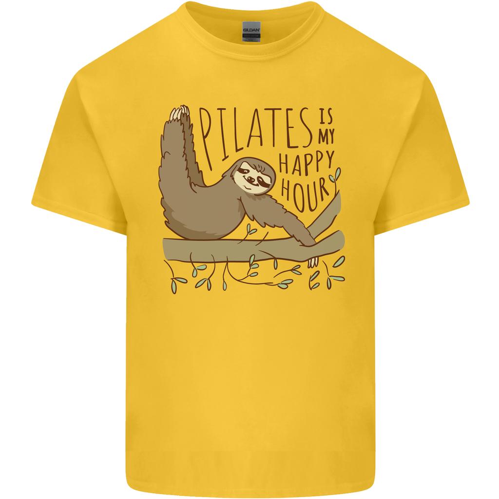 Pilates My Happy Hour Funny Yoga Sloth Unisexs Light Cotton TShirt