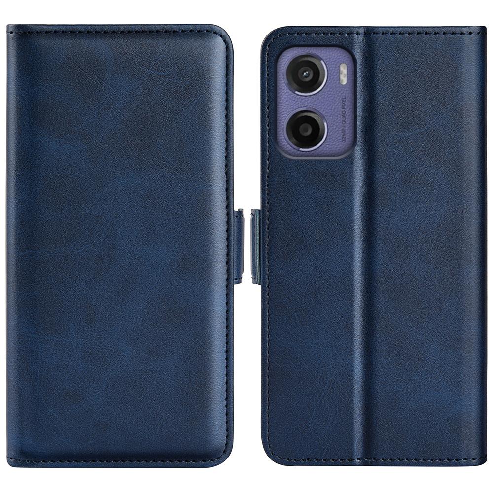 For Motorola Moto E15 4G Stand Case Calf Texture Leather Wallet Phone Cover