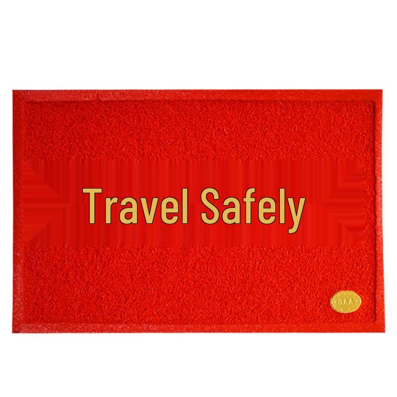 Auspicious Red PVC Non-Slip Entry Door Mat