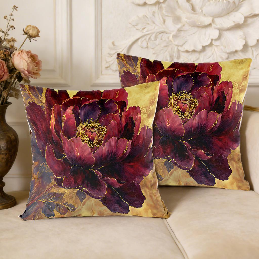 Red Peony Pillow Cases Sofa Cushion Covers Soft Pillow Covers For Home Bedroom Wedding Birthday Party Supplies