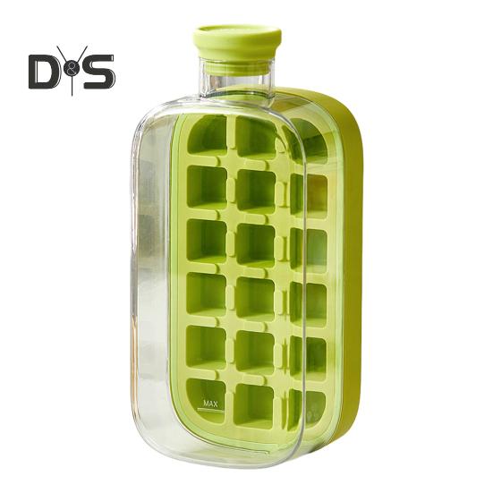 Water Bottle Ice Tray Press-to-Cold 2-in-1 Ice Cube Mold & Kettle Quick Ice Making Portable Bottle Easy Release Silicone Mold Touch-Free Freezer Cup