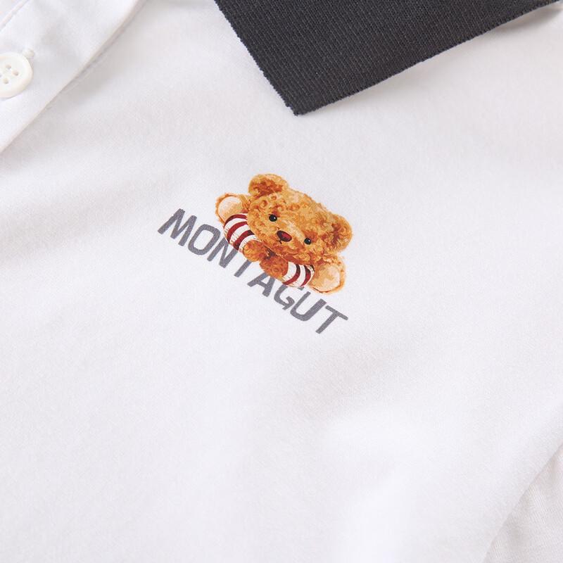 Montagut Kids' 2026 Summer Bear Print Polo T-Shirt