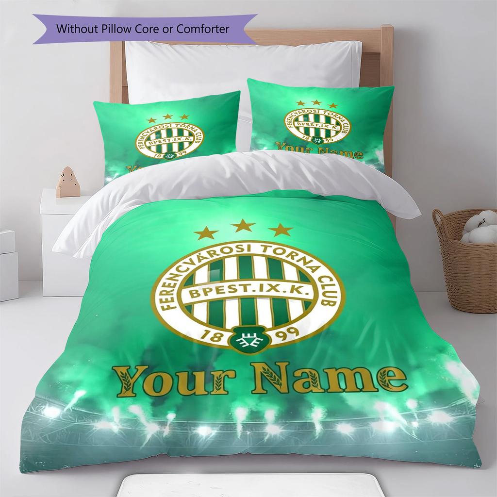 Ferencv Rosi Torna Club Flag Custom Name Pattern Bedding Quilt Set Quilt Cover Pillowcase Home Birthday Gift(1 * duvet cover + 2 * pillowcase, without