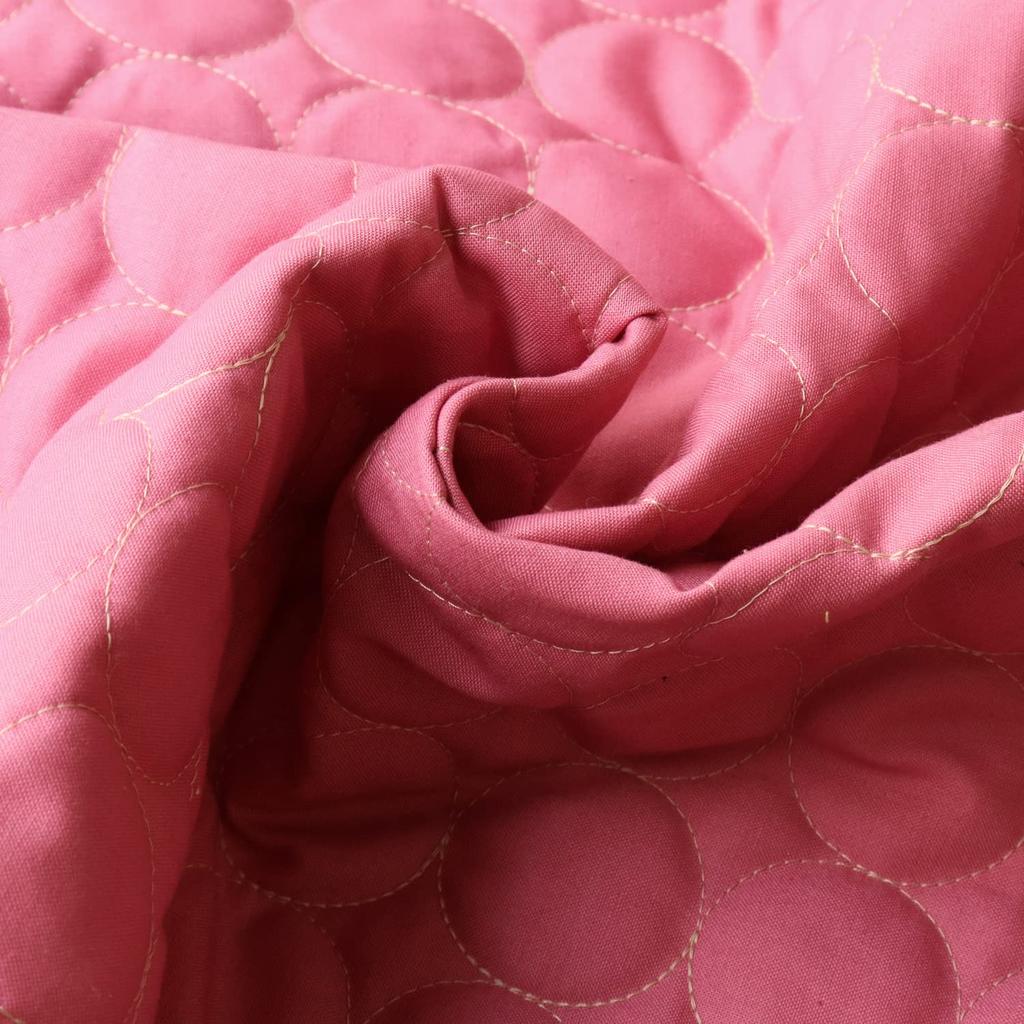 Nippon Chuko Circle Stitch Quilting Fabric Pink x 4m -Circle- Beige, Cut, CIRQL-7-4M