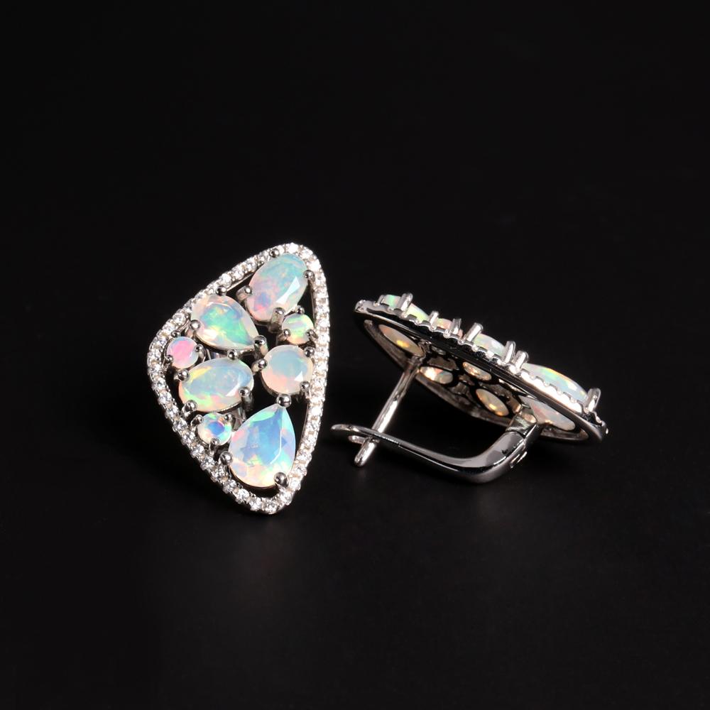 Cercei colorați, rari, piatră de naștere din octombrie, opal natural, cadou pentru aniversare și banchet pentru femei misterioși, eleganti, argint S925
