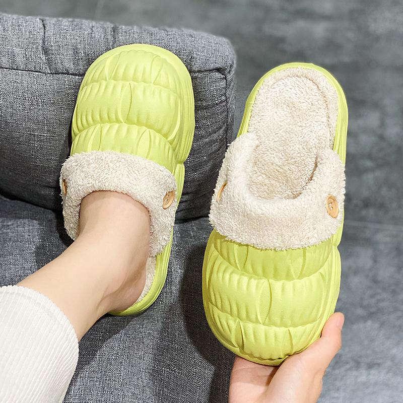 Vinter Par Lättvikt Plus Size Tjock Sula med Plyschisolering Bomull Tofflor Bekväma Mode Bomull Tofflor 36-45
