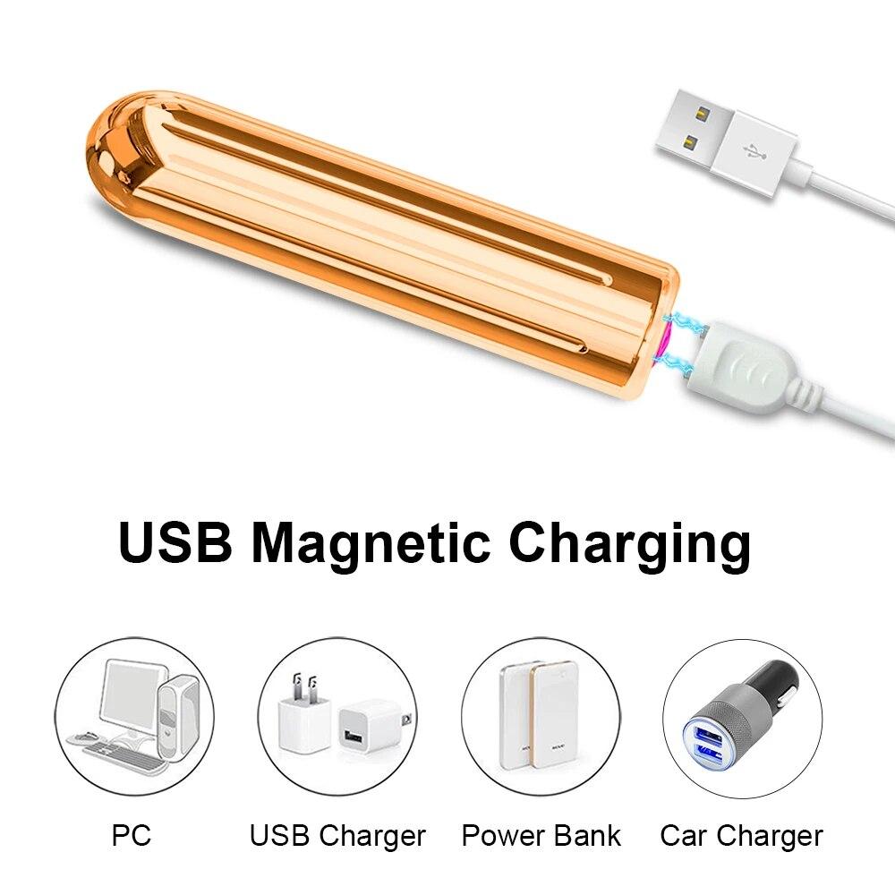 Mini Powerful Bullet Vibrators for Women USB Charging 10 Modes Nipple Clitoris Stimulator Vibrator Female Sex Toys for Adults 18