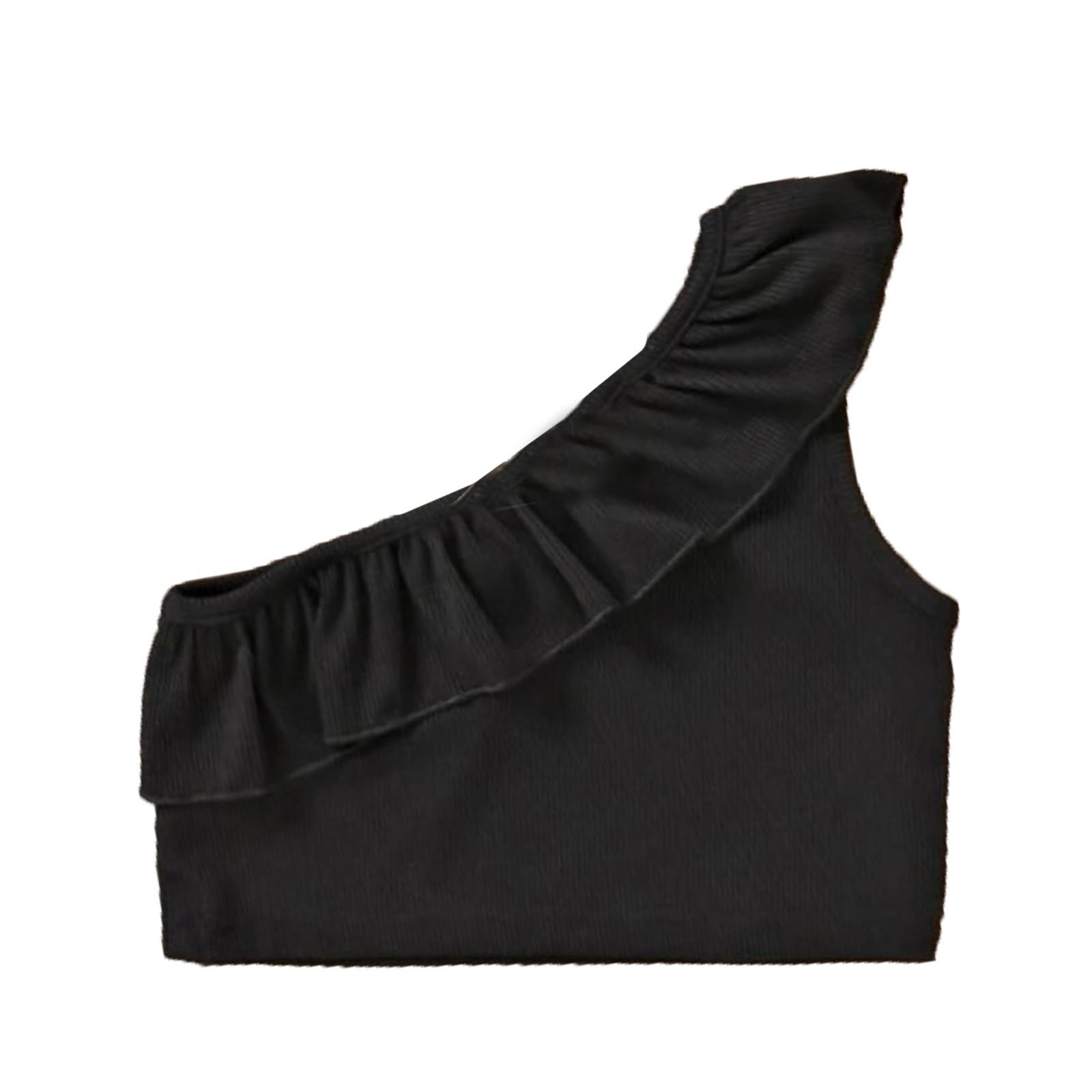 

Однотонный детский жилет с оборками на одно плечо, тонкий, плиссированный, цельный 7