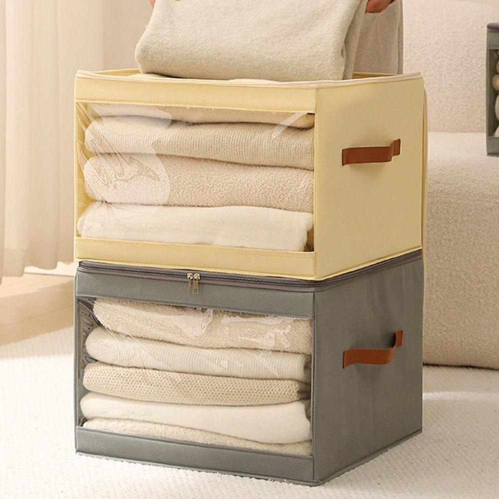 Zippered Clear View Clothes Storage Box Non-woven Fabric Cabinet Drawer Organizer  for Bedroom