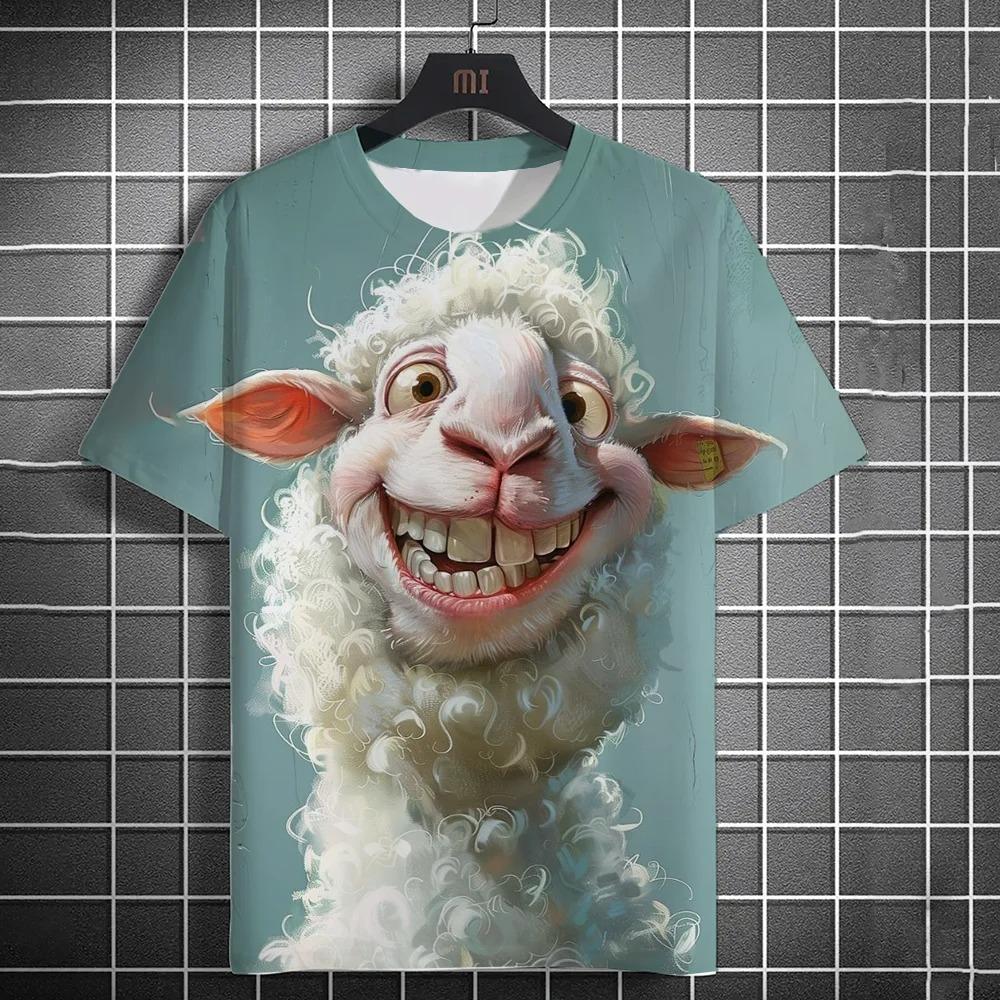 New Fashion Men's Casual T-shirt 3D Printing Fun Animal Print Short Sleeve Street Fashion Wolf Fox Print Round Neck Top