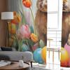 Easter Tulips Eggs Bunny Tulle Curtains For Living Room Sheer Curtain For Bedroom Kitchen Blinds Voile Curtains