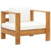 VidaXL Garden Chair with Seat Cushion Patio Armchair Terrace Chair Outdoor Chair Balcony Backyard Cream Wood 47272
