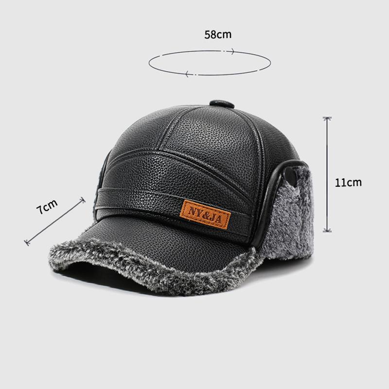 Férfi Őszi Téli Vastag Meleg Fülvédős Bőr Sapka Középkorú és Idős Pamut Sapka Apa Sapkája Hidegálló Sapka