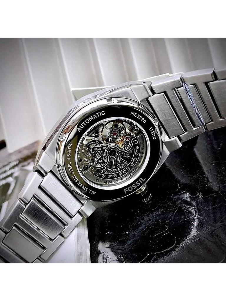 Fossil Everett Men's Business Automatic Watch Round Dial & Stainless Steel Elegant Watch Suitable for Daily Business Wear Gift for Him ME3220