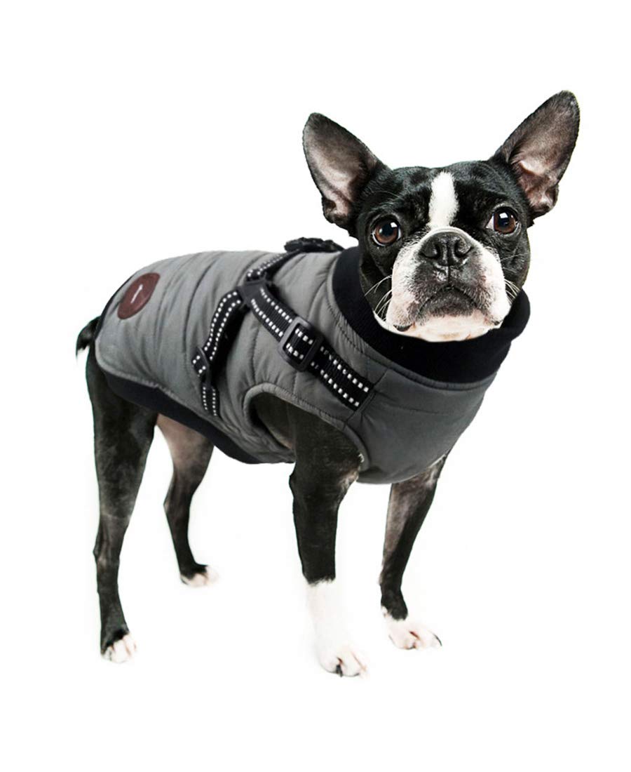 

ASMPET Dog Warm Dog Pet Cotton with Open for Extra and Medium Chest Clothes, Autumn/Winter Wear, Clothing, Coat, Windproof, Warm, Lightweight, сірий колір