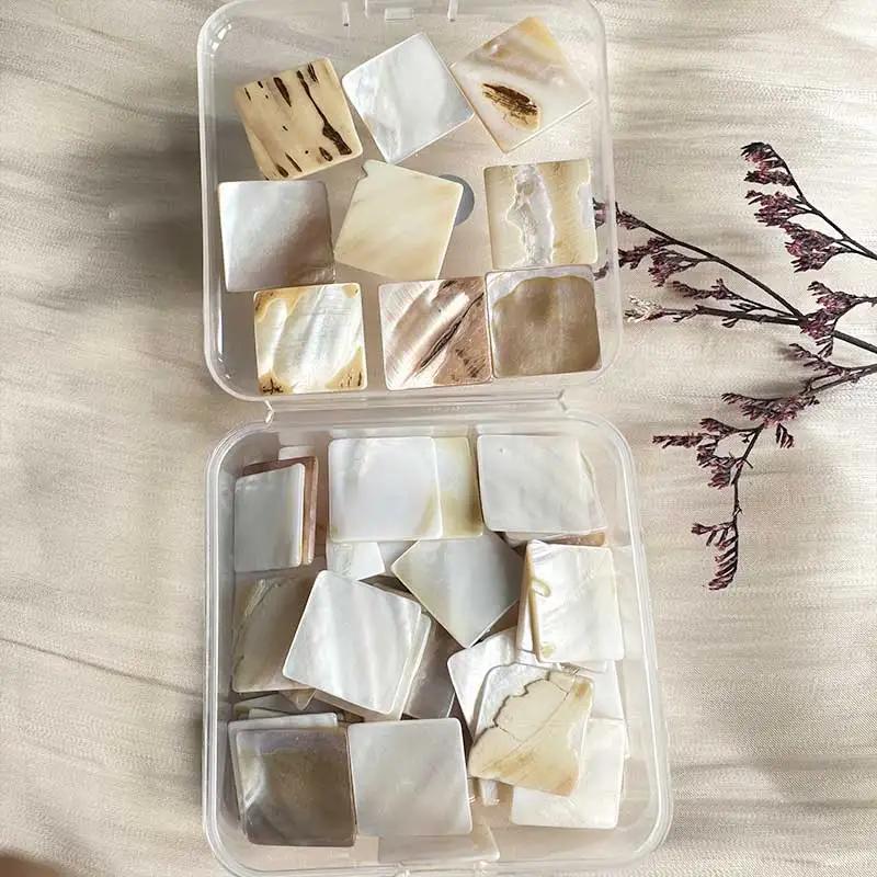 100g Square Mother of Pearl Mosaic Tiles Natural Shell Square Mosaic Pieces for Home Decoration Crafts Materials Hobbies
