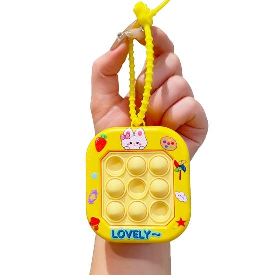 Yousheng Keychain Pendant Cartoon Cat Panda Design Whack-a-mole Toy Key Chain with Braided Lanyard Stress Relief Pressable Silicone Bubbles