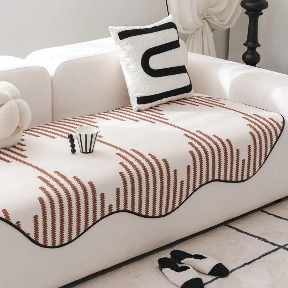 Modern Irregularity Chenille Sofa Covers Plush Sectional Couch Non Slip Sofa Slipcover Furniture Protec Cushion Carpet Bath Mat