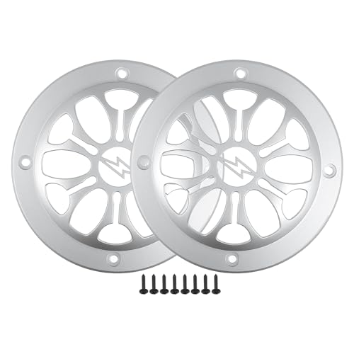 

ACROPIX Universal 4 Car Speaker Grill Cover Round 4 Inch Audio Speaker Subwoofer Guard Protector Case with Mount Screws ABS Silver Tone - Set of