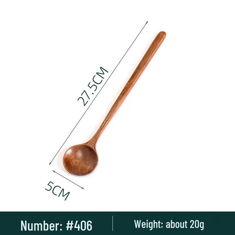 Long Handle Wooden Spoon - Japanese Korean Style for Seasoning, Honey, Stirring, and Coffee - Thin Handle Tableware.