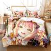 Anya Forger Family Duvet Cover + 2 Pillowcases 3D Anime Print Polyester Bedding Kawaii Fashion Bedroom Decor Bed Linens