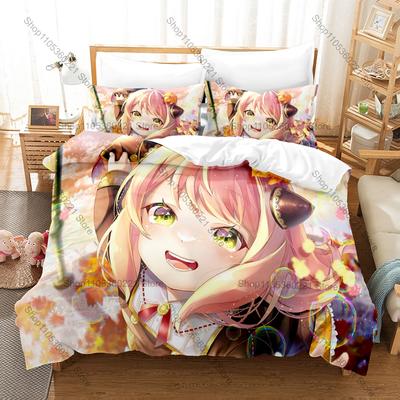 Anya Forger Familie Bettbezug + 2 Kissenbezüge 3D Anime Druck Polyester Bettwäsche Kawaii Mode Schlafzimmer Dekor Bettwäsche