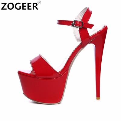 Fashion Summer Women Sandals Platform Flip Flops Sexy Red White Extreme 16cm High Heels Luxury Party Wedding Dance Shoes Lady Large Size