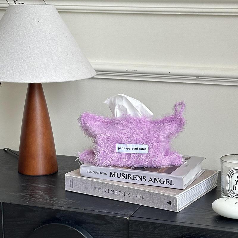 1Pc Toilet Paper Storage Nordic Style Thread Plush High Quality Tissue Bag Holder Solid Color Napkin Boxes