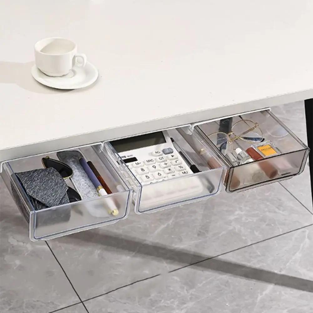 ABS Undertable Drawer Storage Box Hidden Storage Design Solid Color Table Bottom Sorting Pencil Tray Hanging Save Space