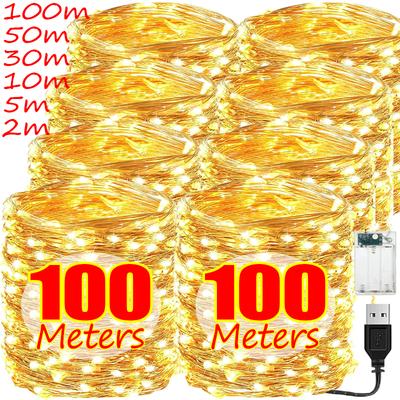 USB/Pil LED Işık Dizisi Su Geçirmez Bakır Tel Çelenk Peri Aydınlatma Dizileri Noel Işığı Düğün Partisi Dekor Lambaları