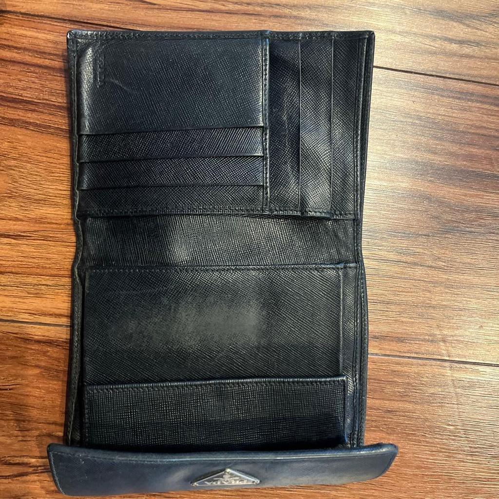 Used PRADA Saffiano Tri-fold Wallet Black